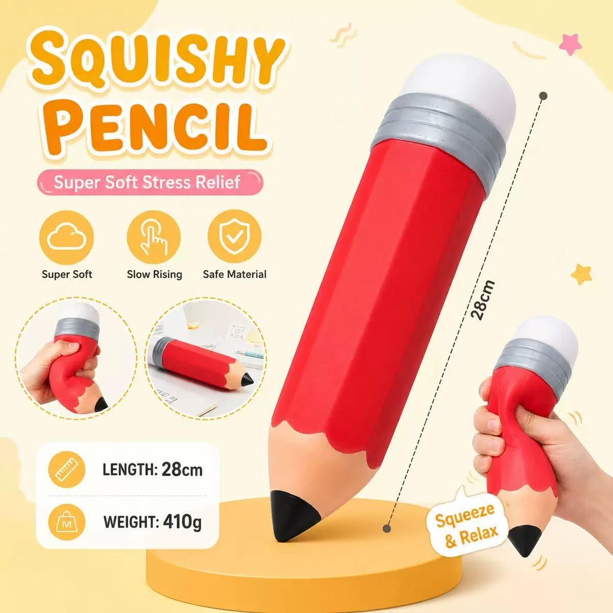 Jumbo Squishy Pencil Sensory Toy - Preorder - ETA Late Sept.
