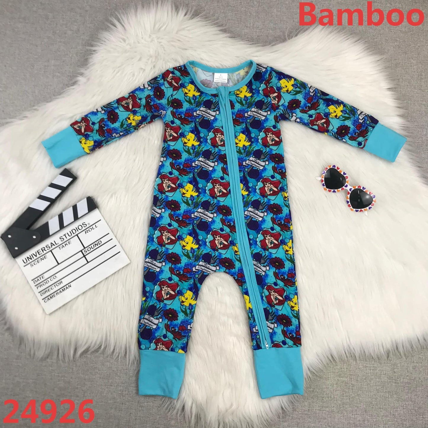 Little Mermaid Long Sleeve Bamboo PJ Zippie