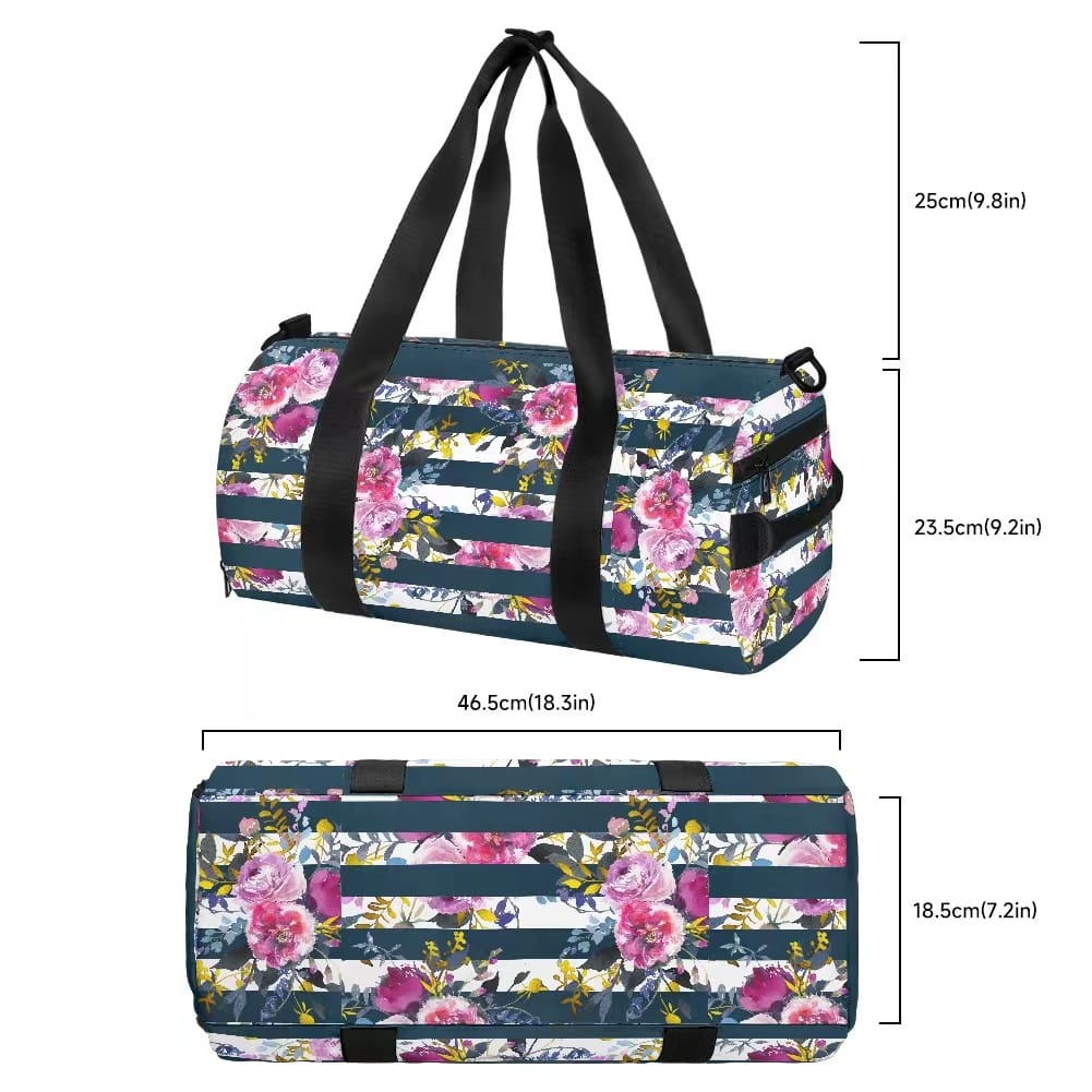 Stripped Floral Duffel Bag