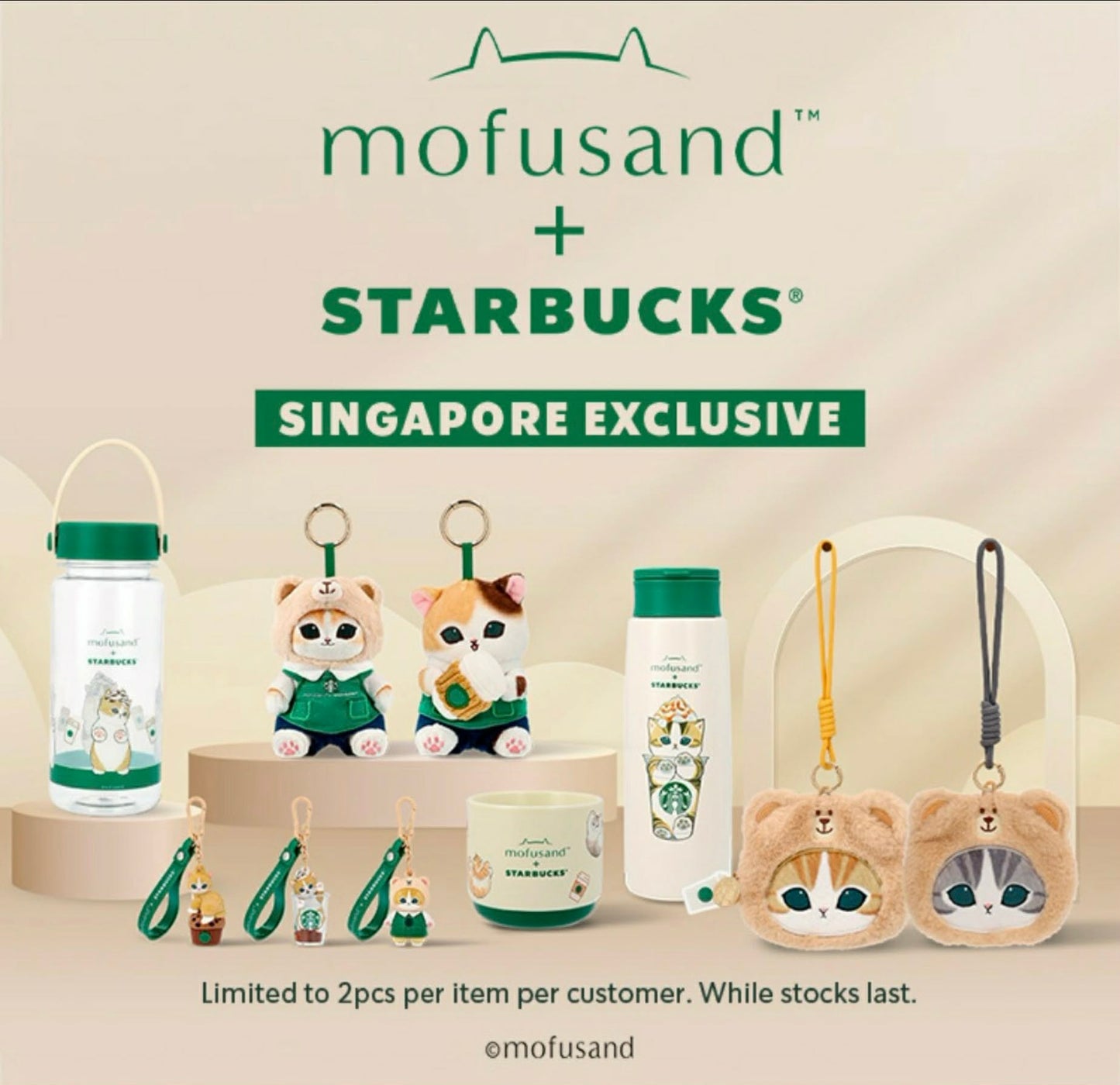 Singapore Exclusive Starbucks Mofusand Cat Keychains AUTHENTIC - Preorder