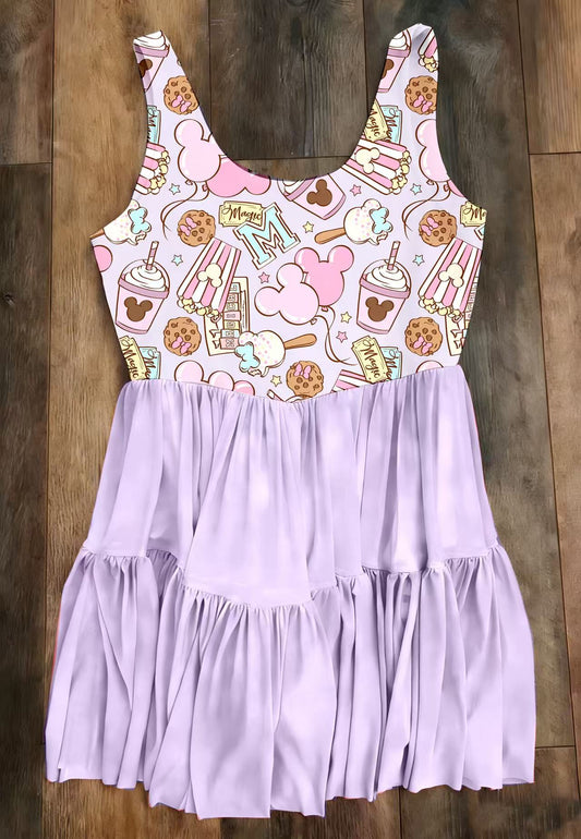 Kid's Mouse Snacks Purple Mesh Dress w/ Shorts Underneath- Preorder  -