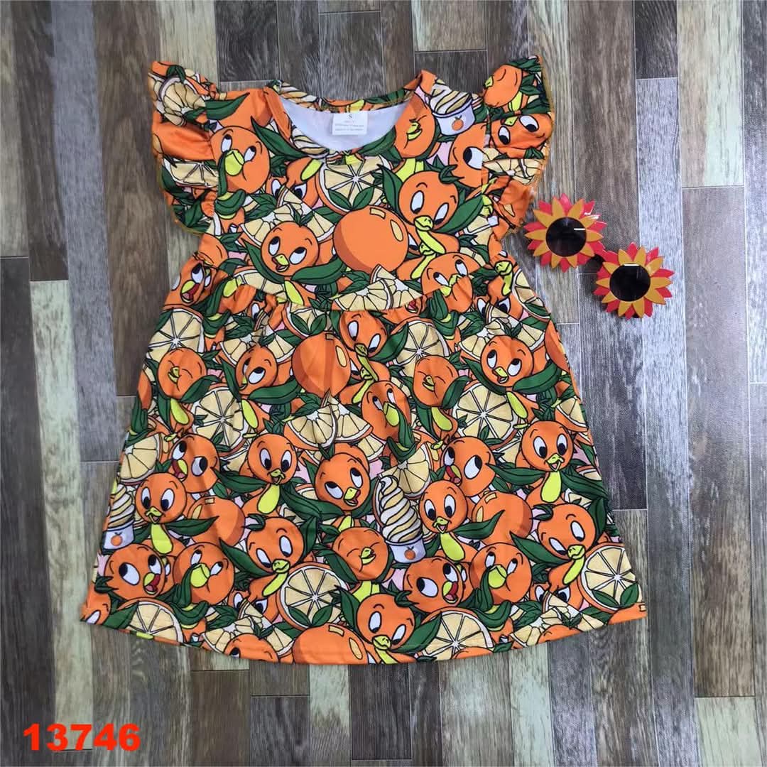 Orange Bird Girl's Dress