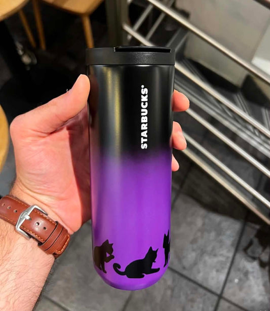 Starbucks France Purple Ombre   Cat Halloween Tumbler- Preorder