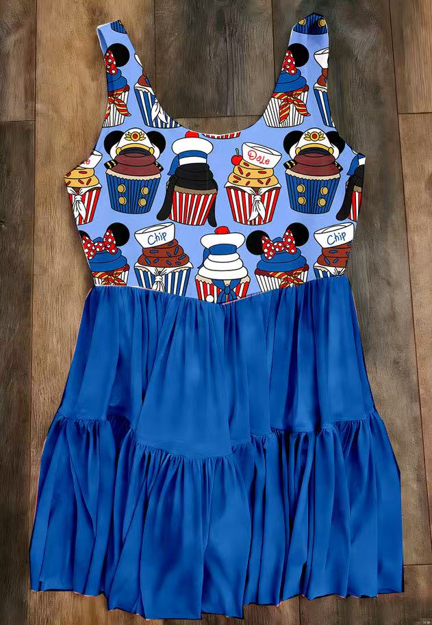 Kid's Cruise Cupcakes Mesh Dress w/ Shorts Underneath