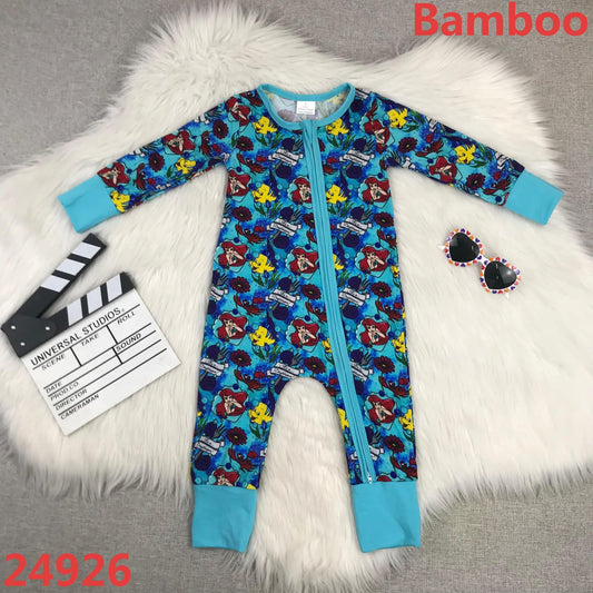 Little Mermaid Long Sleeve Bamboo PJ Zippie