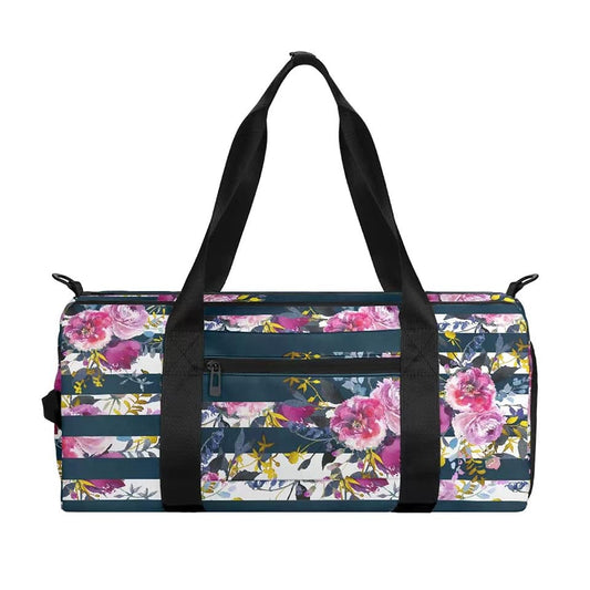 Stripped Floral Duffel Bag