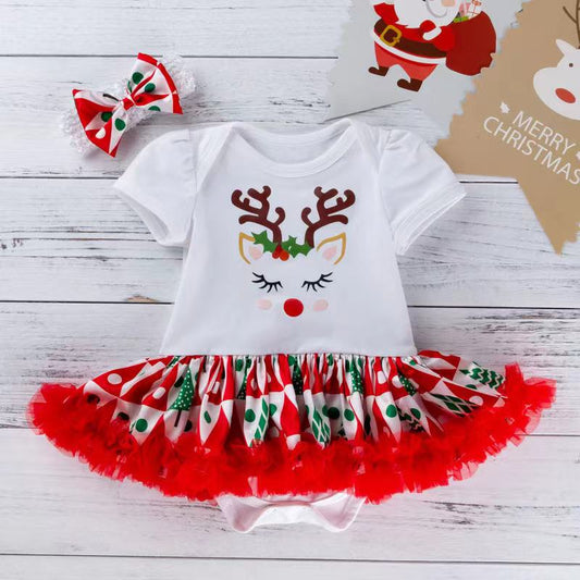 Baby's Christmas Tutu Set with Reindeer